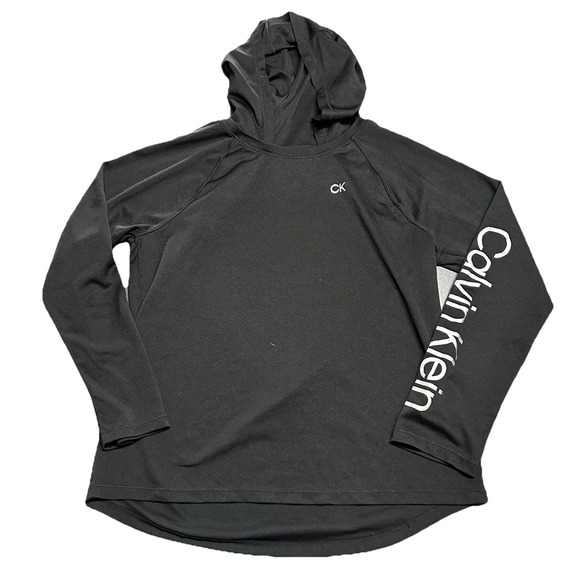 Calvin Klein Tops - Calvin Klein Women's Black Long Sleeve Hoodie Tee M Logo Casual Streetwear‎
